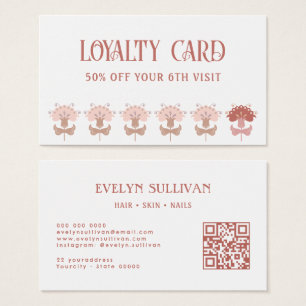 Boho Folk Art Bloemen QR Code Loyaliteit Kaart