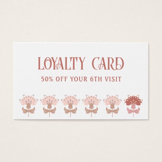 Boho Folk Art Bloemen QR Code Loyaliteit Kaart (Voorkant)