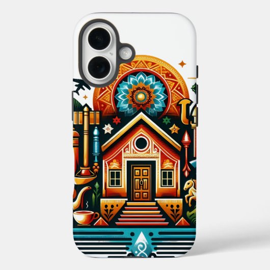 Boho Folk Art Dream Home Illustratie voor iPhone C Case-Mate iPhone Case (Achterkant)
