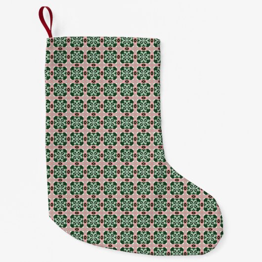 Boho Folk Art Eclectische Retro Kerstpatroon Kleine Kerstsok (Voorkant)