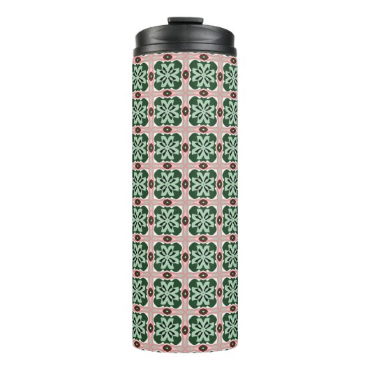 Boho Folk Art Eclectische Retro Kerstpatroon Thermosbeker (Voorkant)
