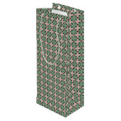 Boho Folk Art Eclectische Retro Kerstpatroon Wijn Cadeautas (Achterkant Gekanteld)