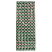 Boho Folk Art Eclectische Retro Kerstpatroon Wijn Cadeautas (Achterkant)