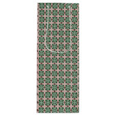 Boho Folk Art Eclectische Retro Kerstpatroon Wijn Cadeautas (Voorkant)