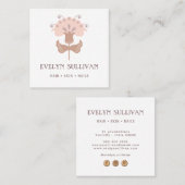 Boho Folk Art Flower logo Square visitekaartje (Voorkant / Achterkant)