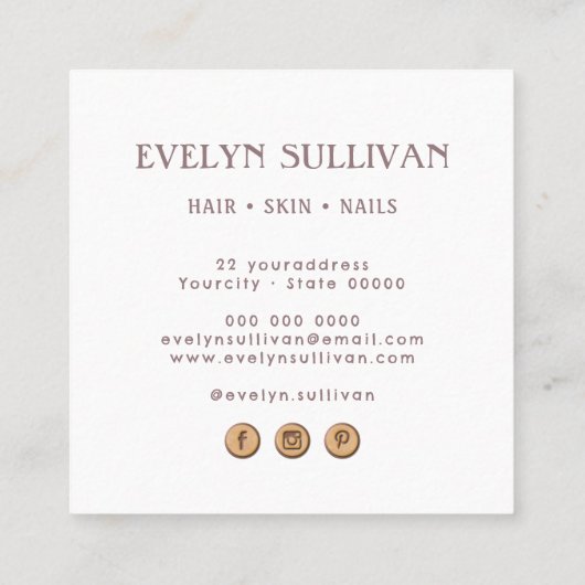 Boho Folk Art Flower logo Square visitekaartje (Achterkant)