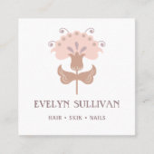 Boho Folk Art Flower logo Square visitekaartje (Voorkant)