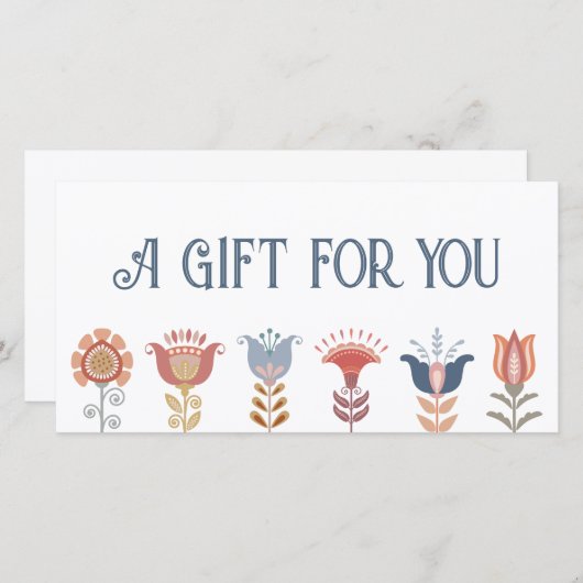 Boho Folk Art Flowers Cadeaubon (Voorkant / Achterkant)