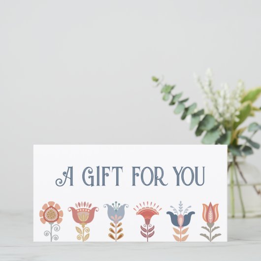 Boho Folk Art Flowers Cadeaubon (Staand voorkant)