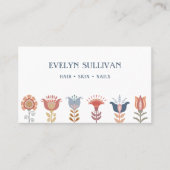 Boho Folk Art Flowers QR Code visitekaartje (Voorkant)