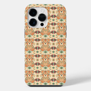 Boho Folk Art Teddybeer Naadloos Patroon iPhone 14 Pro Max Hoesje