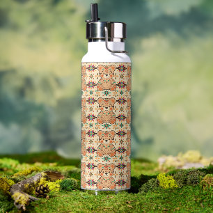 Boho Folk Art Teddybeer Naadloos Patroon Waterfles