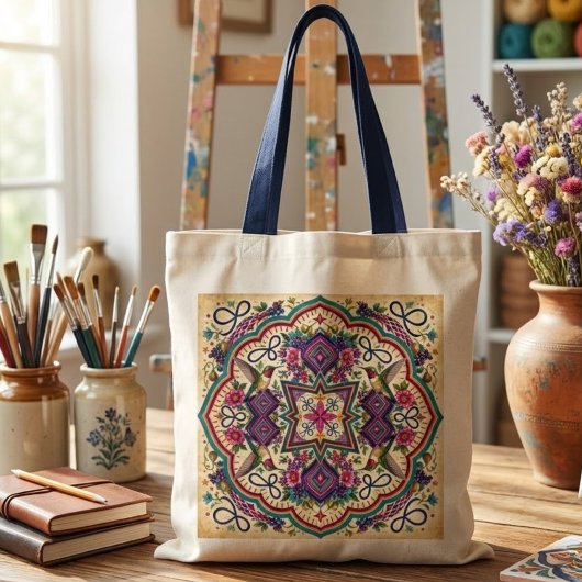 Boho Folk Art Tote Bag