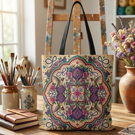 Boho Folk Art Tote Bag