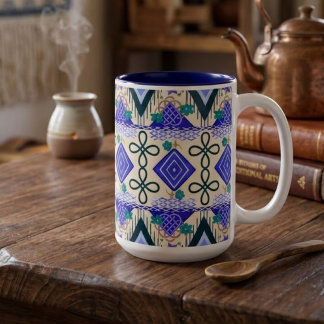 Boho Folk Art Tweekleurige Koffiemok