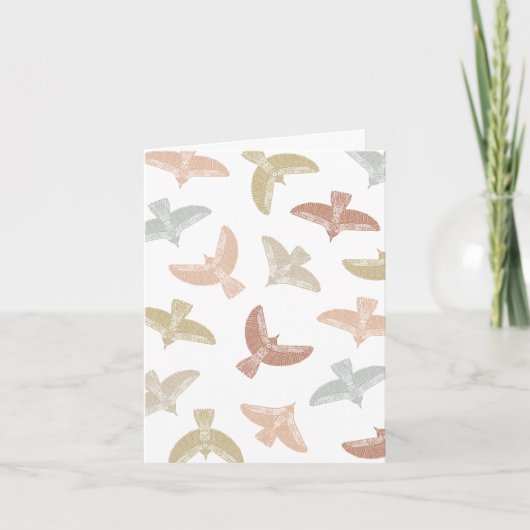 Boho Folk Art Vogelpatroon Blank Bedankkaart (Voorkant)