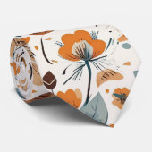 Boho Folk Art Wildflower Meadow Rust Teal Floral Stropdas (Opgerold)