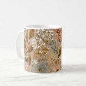 Boho Folk Autumn Cozy Flowers Neutral Floral Koffiemok (Voorkant links)