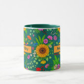 Boho Folk Bloemen Elegant Cadeau Mok (Midden)