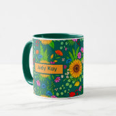 Boho Folk Bloemen Elegant Cadeau Mok (Voorkant links)