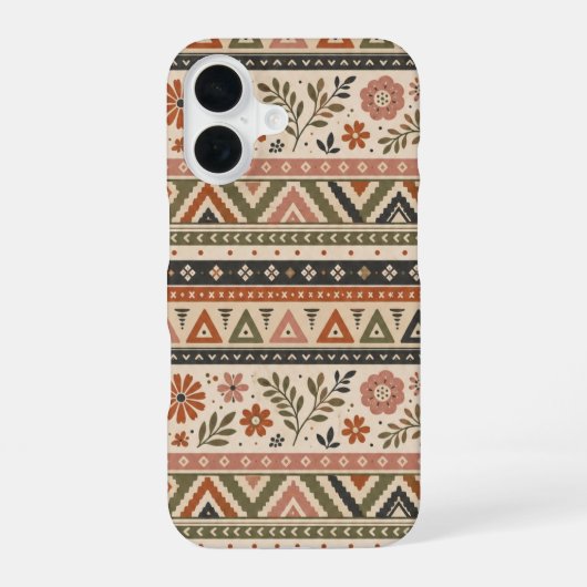 Boho Folk Floral Geometric Seamless Pattern iPhone 16 Hoesje (Achterkant)