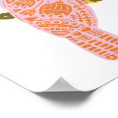 Boho Folk Floral Toucan Illustratie in Roze Poster (Hoek)