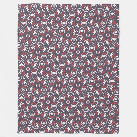 Boho Folk Harten Patroon Tegel Fleece Deken (Voorkant)