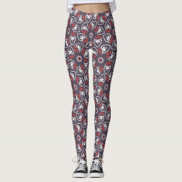 Boho Folk Harten Patroon Tegel Leggings