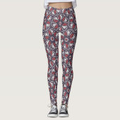 Boho Folk Hearts Pattern Tile Leggings (Voorkant)