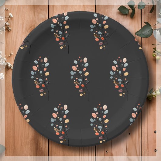 Boho Folk Herfst Autumn Leaf Thanksgiving Papieren Bordje