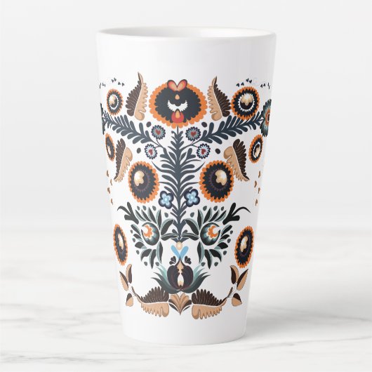 Boho Folk Patroon Latte Mok (Voorkant)
