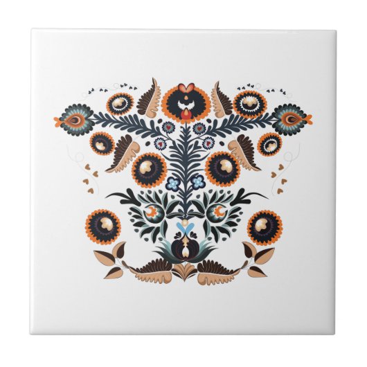 Boho Folk Pattern Tegeltje (Voorkant)