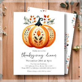 Boho Folk Pumpkin Thanksgiving Budget Uitnodiging