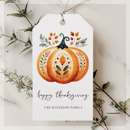 Boho Folk Pumpkin Thanksgiving Cadeaulabel