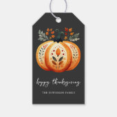 Boho Folk Pumpkin Thanksgiving Cadeaulabel (Voorkant)