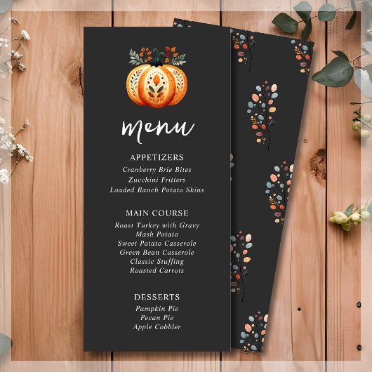 Boho Folk Pumpkin Thanksgiving Dinner Menu