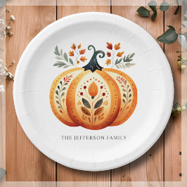 Boho Folk Pumpkin Thanksgiving Papieren Bordje