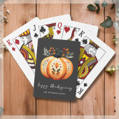 Boho Folk Pumpkin Thanksgiving Pokerkaarten