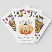 Boho Folk Pumpkin Thanksgiving Pokerkaarten (Achterkant)