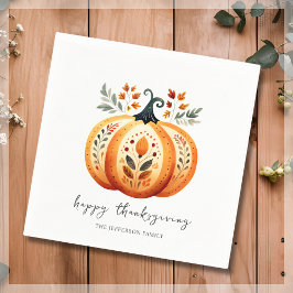 Boho Folk Pumpkin Thanksgiving Servet