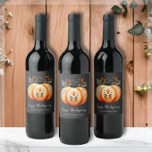 Boho Folk Pumpkin Thanksgiving Wijn Etiket