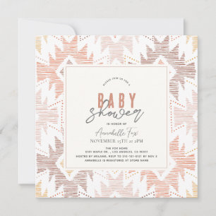 Boho Folk Textiel Stoffig Roos Meisje Baby shower Kaart