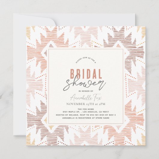 Boho Folk Textiel Stoffig Roos Vrijgezellenfeest Kaart (Voorkant)