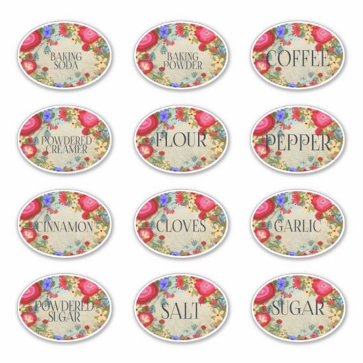 Boho Folkart Kitchen Spices Labels (Voorkant)