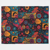 Boho Folklorische Bloem- en Mandala Patroon Deken (Voorkant (Horizontaal))