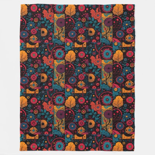 Boho Folklorische Bloem- en Mandala Patroon Deken (Voorkant)
