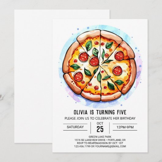 Boho Foodie Pizza Verjaardag Kaart (Voorkant / Achterkant)