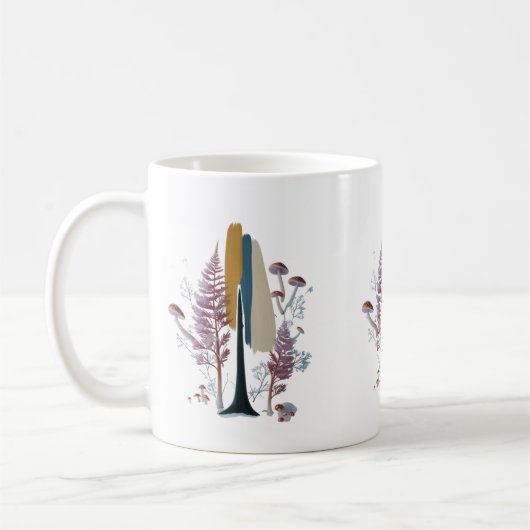 Boho Forest Abstract Penseelstreek Klassieke Mok (Links)