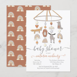 Boho Forest Animals Mobile Baby shower Invitation Kaart