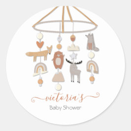 Boho Forest Animals Mobile Baby shower Ronde Sticker